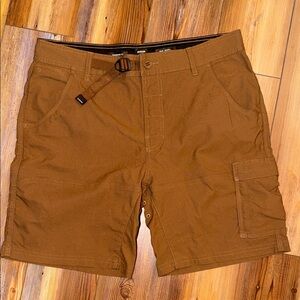Prana Tan Cargo Shorts Size 34 8” inseam